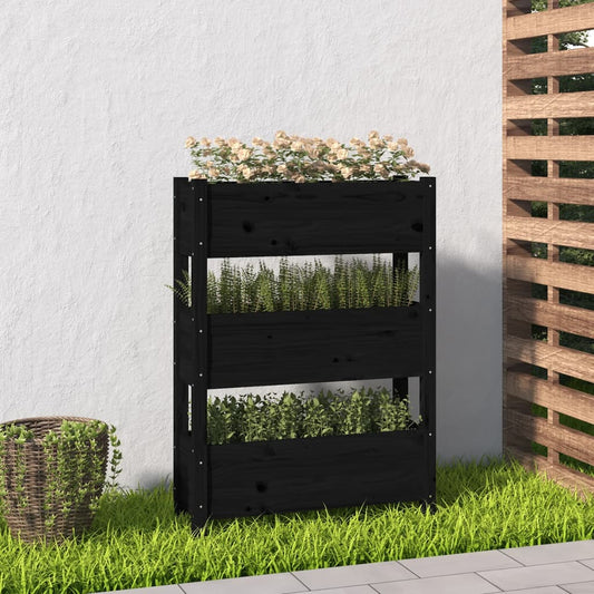 Berkfield Planter Black 77x25x104.5 cm Solid Wood Pine