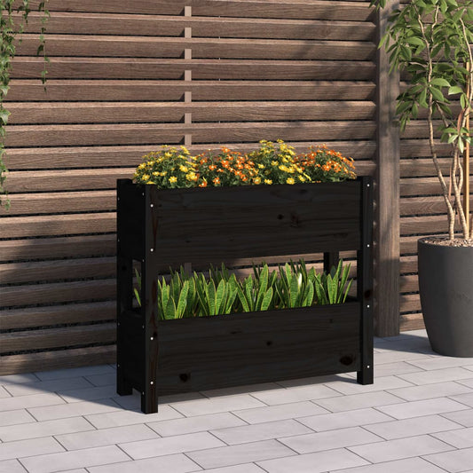 Berkfield Planter Black 77x25x66 cm Solid Wood Pine
