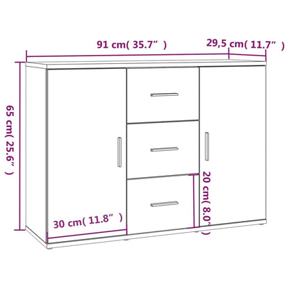 Berkfield Sideboard White 91x29.5x65 cm Engineered Wood