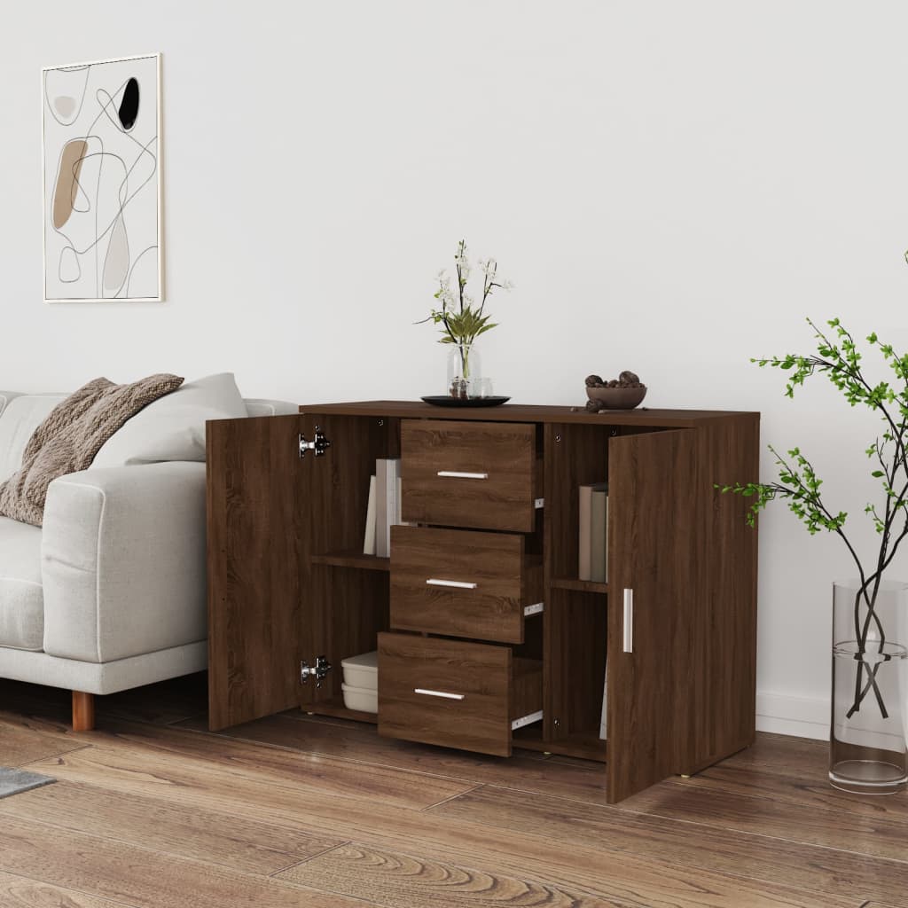 Berkfield Sideboard Brown Oak 91x29.5x65 cm Engineered Wood