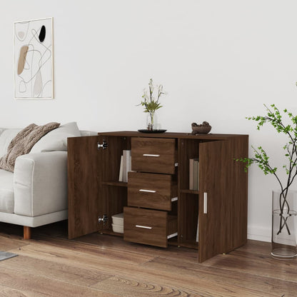 Berkfield Sideboard Brown Oak 91x29.5x65 cm Engineered Wood