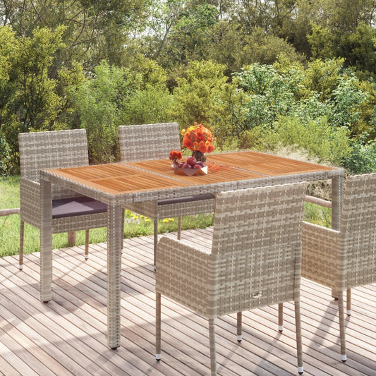 Berkfield Garden Table with Wooden Top Grey 150x90x75 cm Poly Rattan