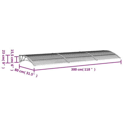 Berkfield Door Canopy Grey 300x80 cm Polycarbonate