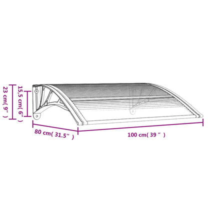 Berkfield Door Canopy Black and Transparent 100x80 cm Polycarbonate