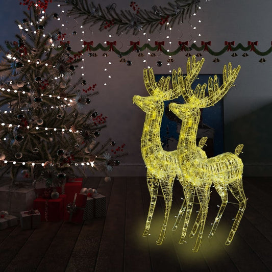 Berkfield XXL Acrylic Christmas Reindeers 250 LED 2 pcs 180 cm Warm White