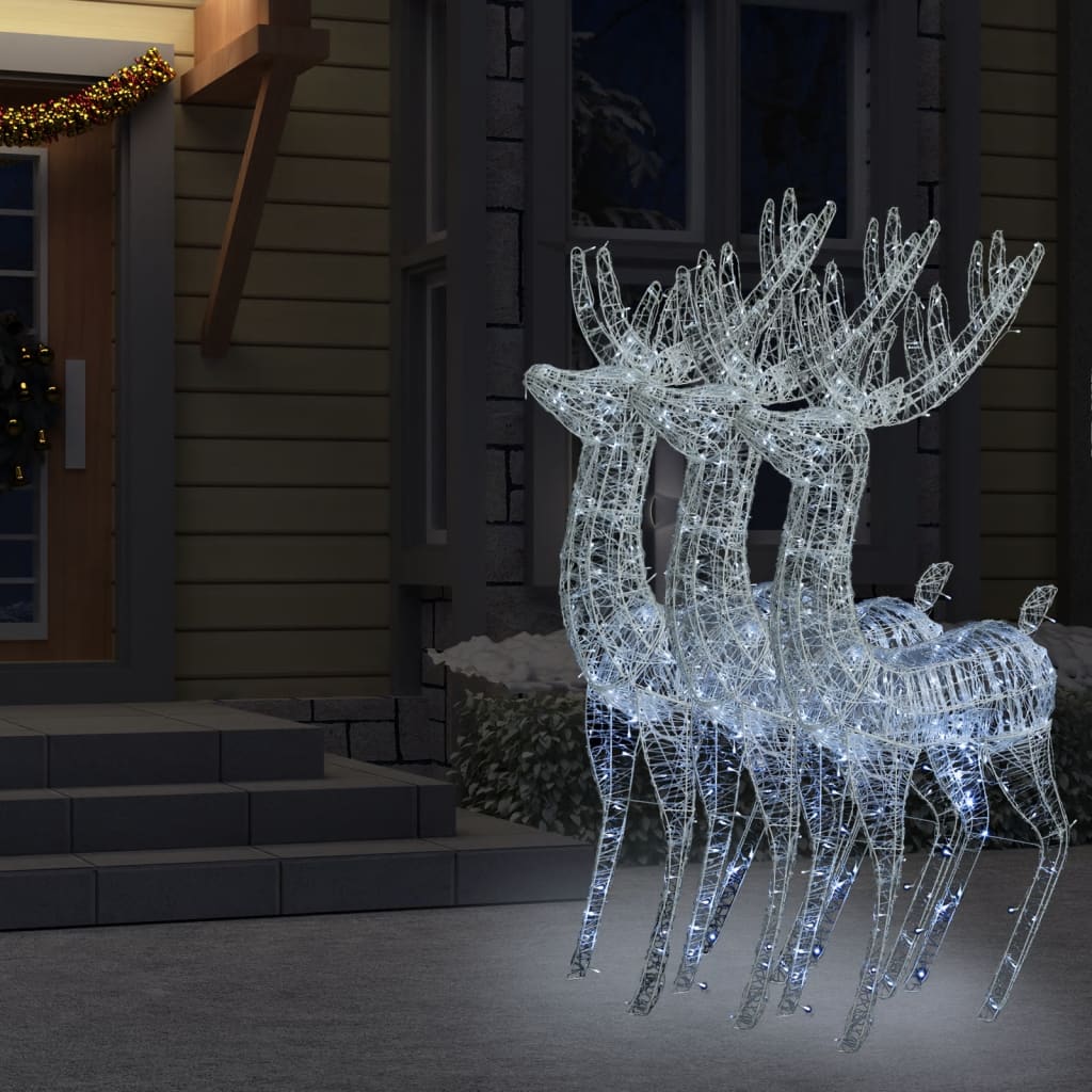 Berkfield XXL Acrylic Christmas Reindeers 250 LED 3 pcs 180 cm Cold white