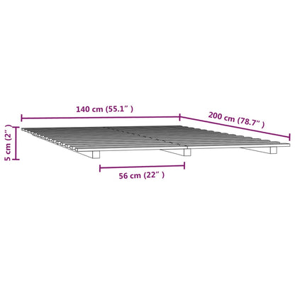 Berkfield Bed Frame Grey 140x200 cm Solid Wood Pine