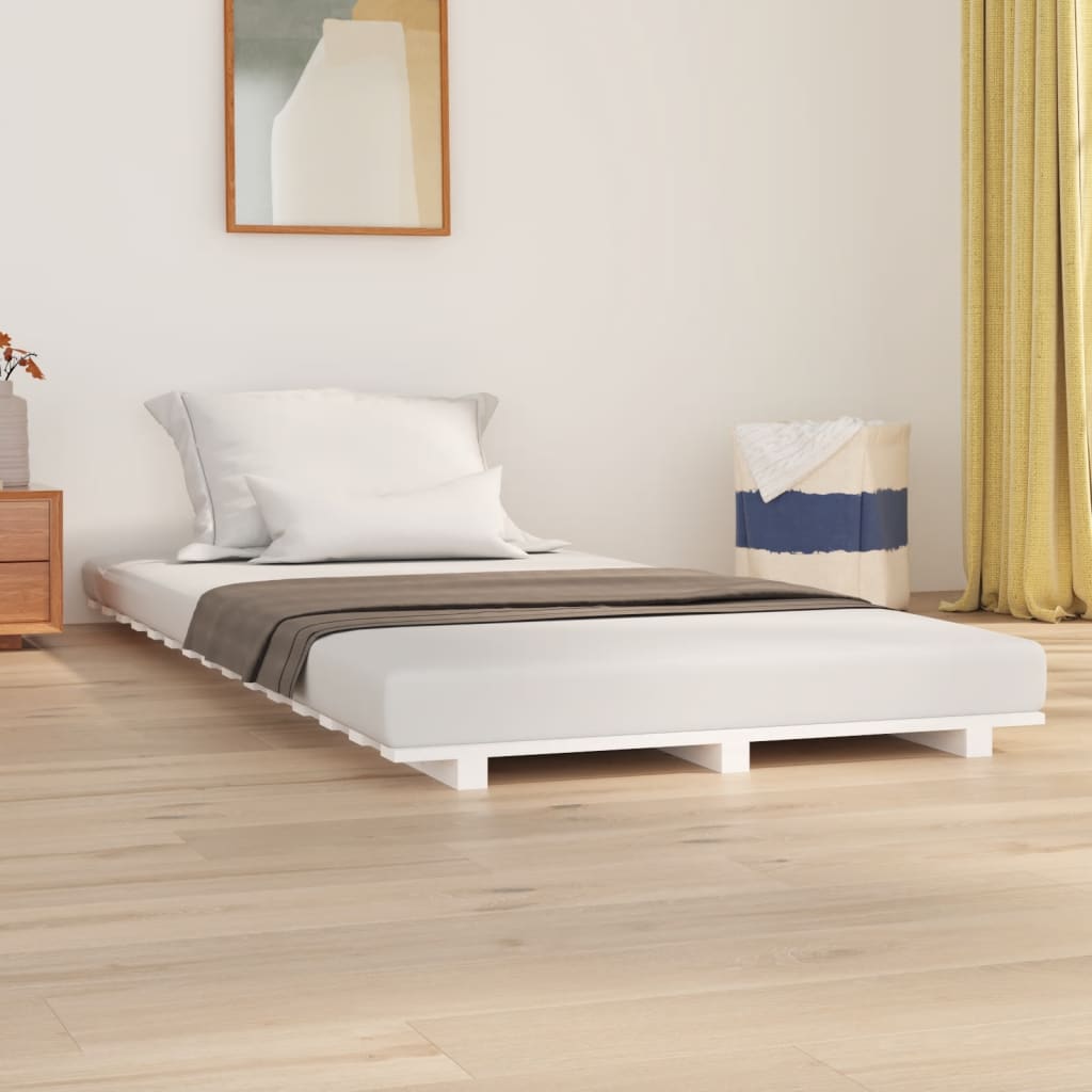 Berkfield Bed Frame White 75x190 cm 2FT6 Small Single Solid Wood Pine