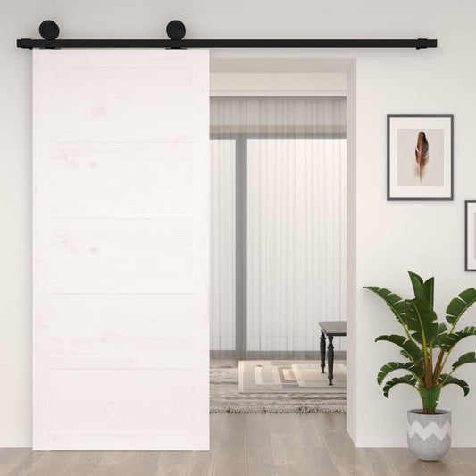 Berkfield Barn Door White 90x1.8x204.5 cm Solid Wood Pine