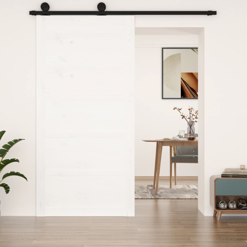 Berkfield Barn Door White 100x1.8x204.5 cm Solid Wood Pine