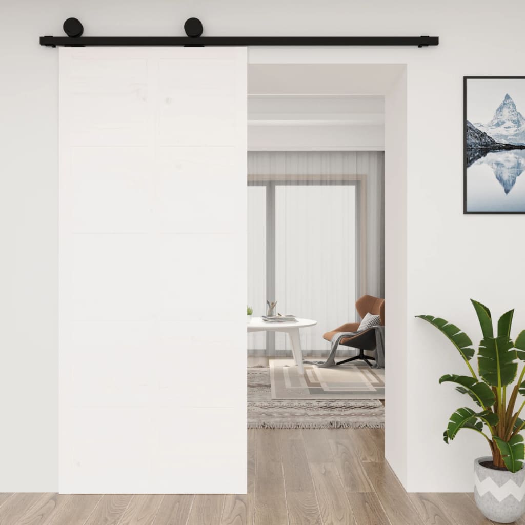 Berkfield Barn Door White 90x1.8x214 cm Solid Wood Pine