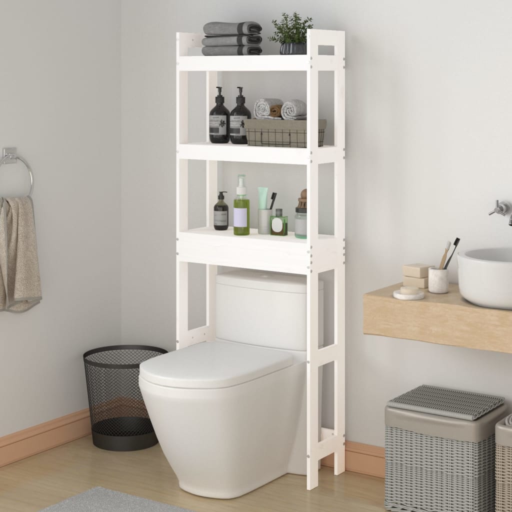 Berkfield Toilet Rack White 63x26x171 cm Solid Wood Pine