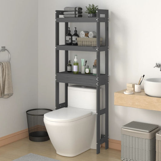 Berkfield Toilet Rack Grey 63x26x171 cm Solid Wood Pine