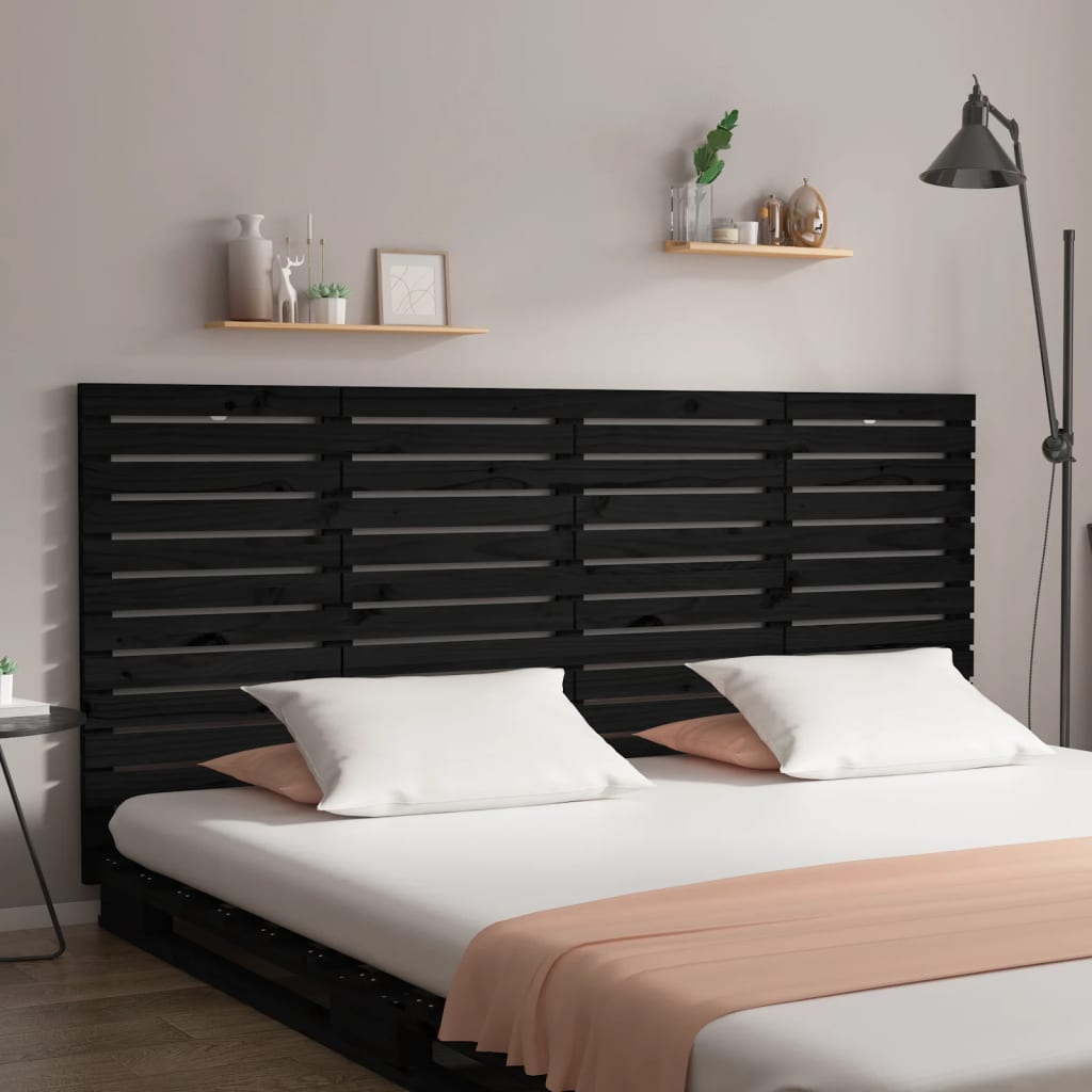 Berkfield Wall Headboard Black 186x3x91.5 cm Solid Wood Pine