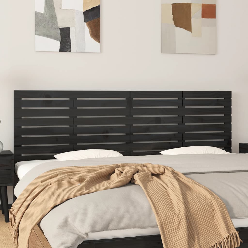Berkfield Wall Headboard Black 186x3x63 cm Solid Wood Pine