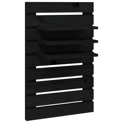 Berkfield Wall-mounted Bedside Shelves 2 pcs Black Solid Wood Pine
