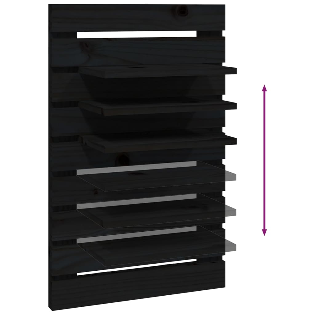 Berkfield Wall-mounted Bedside Shelves 2 pcs Black Solid Wood Pine