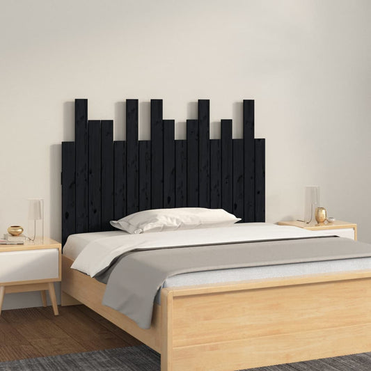 Berkfield Wall Headboard Black 108x3x80 cm Solid Wood Pine