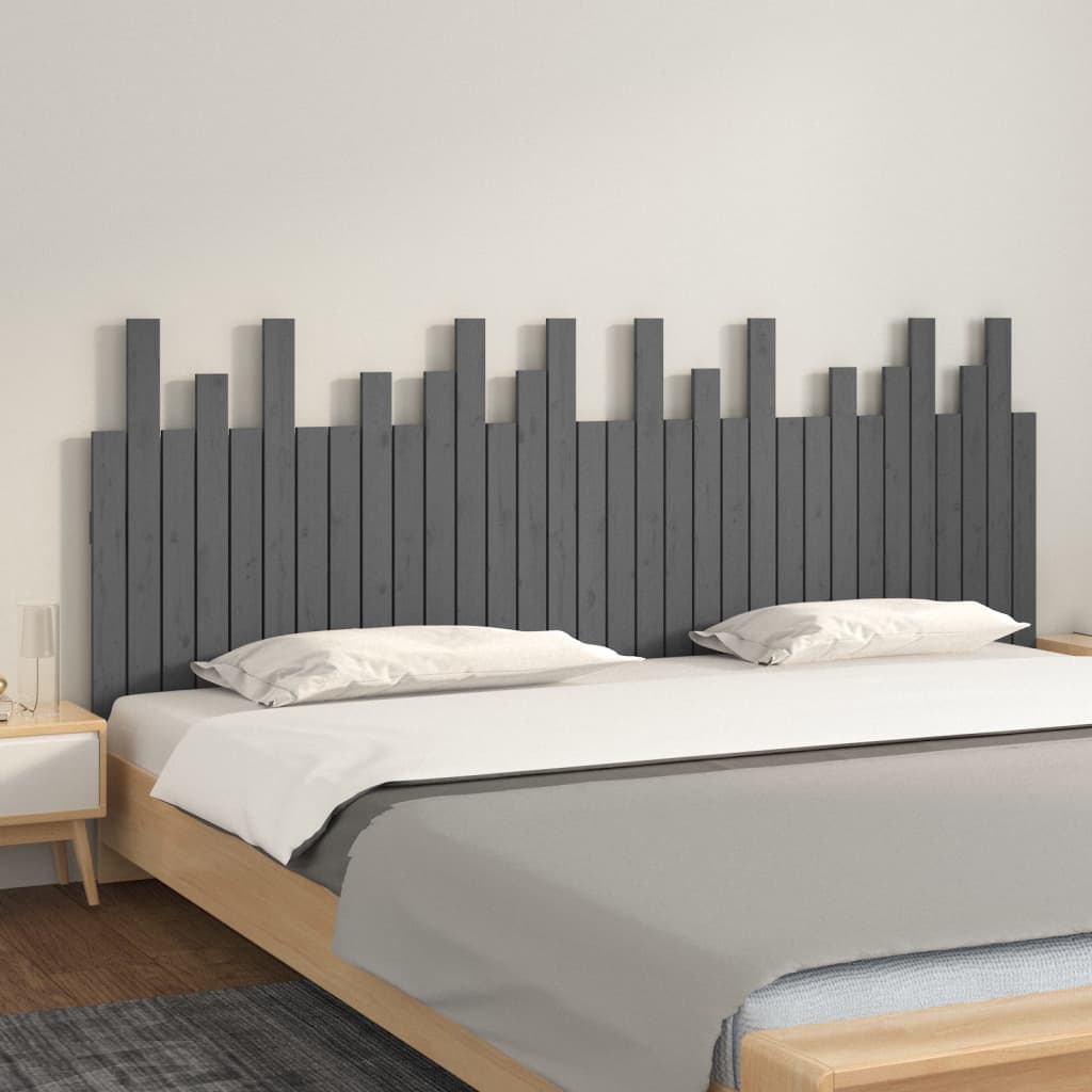 Berkfield Wall Headboard Grey 204x3x80 cm Solid Wood Pine