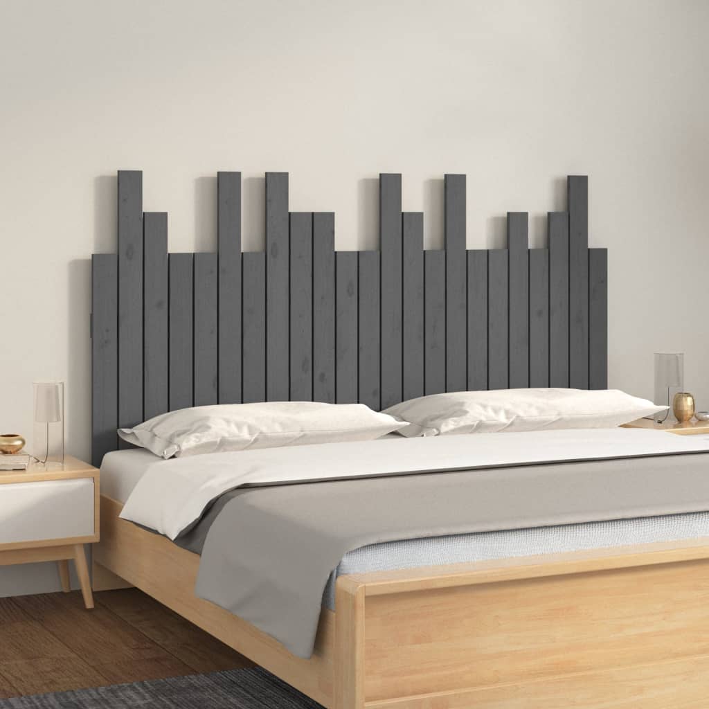 Berkfield Wall Headboard Grey 146.5x3x80 cm Solid Wood Pine