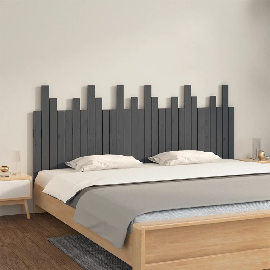Berkfield Wall Headboard Grey 185x3x80 cm Solid Wood Pine