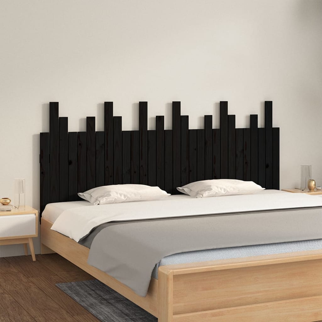 Berkfield Wall Headboard Black 185x3x80 cm Solid Wood Pine