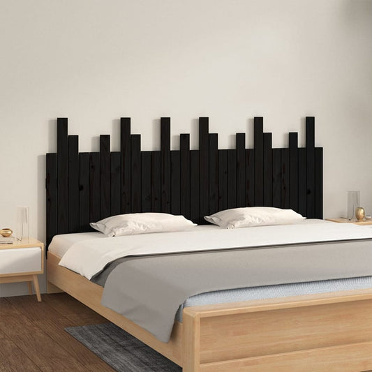 Berkfield Wall Headboard Black 185x3x80 cm Solid Wood Pine