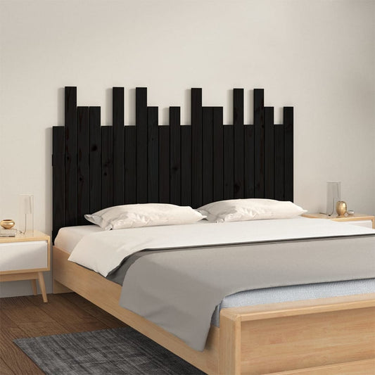 Berkfield Wall Headboard Black 140x3x80 cm Solid Wood Pine