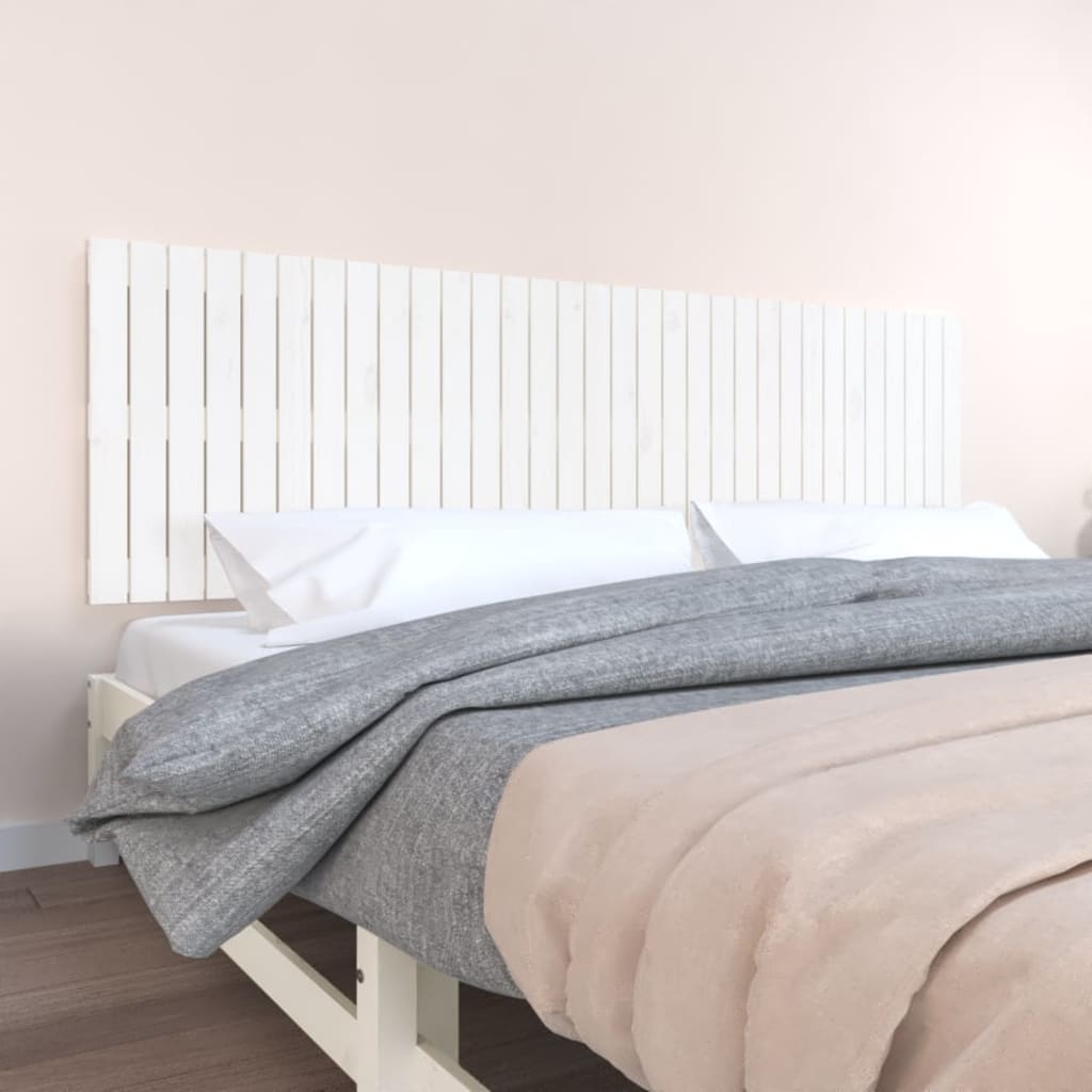 Berkfield Wall Headboard White 204x3x60 cm Solid Wood Pine