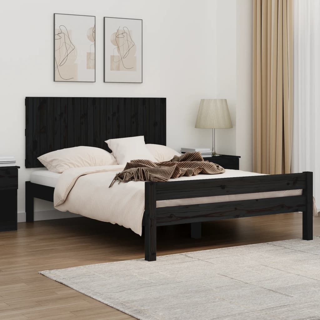 Berkfield Wall Headboard Black 140x3x60 cm Solid Wood Pine