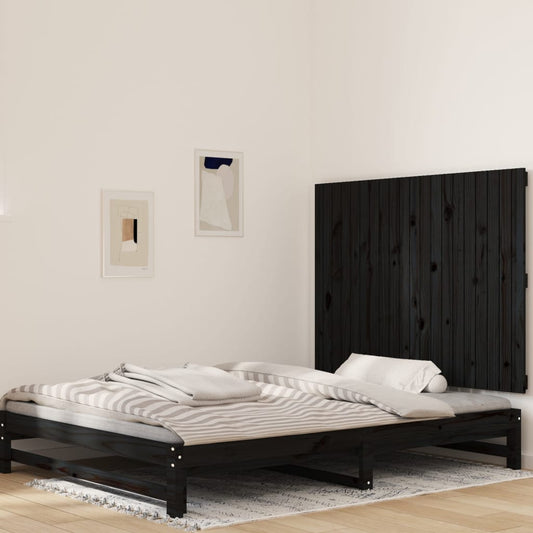 Berkfield Wall Headboard Black 127.5x3x90 cm Solid Wood Pine