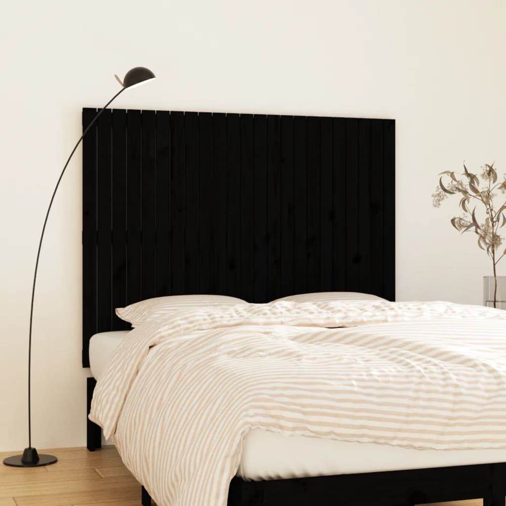 Berkfield Wall Headboard Black 146.5x3x110 cm Solid Wood Pine