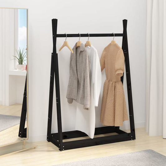 Berkfield Clothes Rack Black 100x45x150 cm Solid Wood Pine