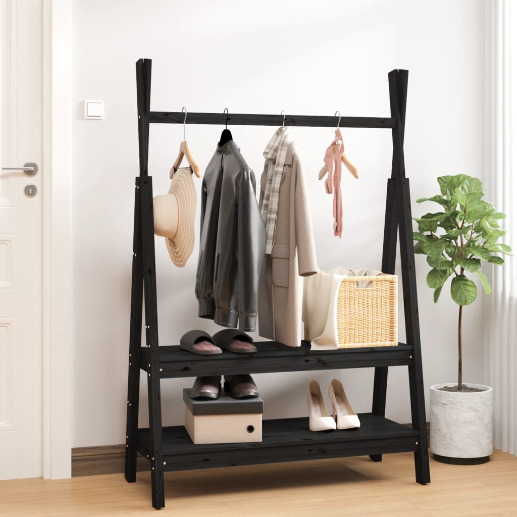 Berkfield Clothes Rack Black 100x45.5x150 cm Solid Wood Pine