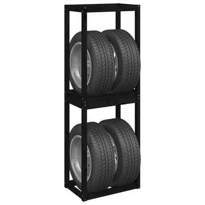 Berkfield Tire Rack Black 63x40x180 cm Solid Wood Pine