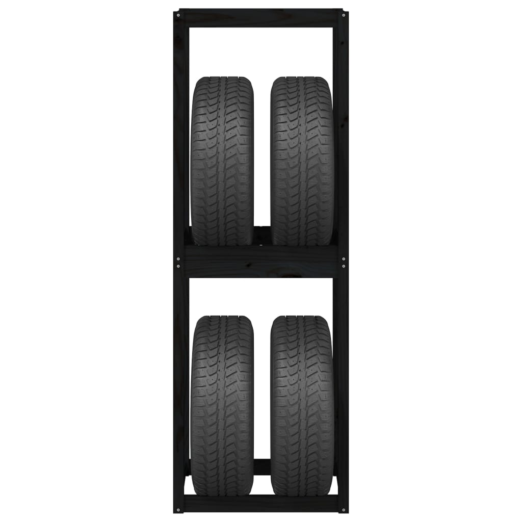 Berkfield Tire Rack Black 63x40x180 cm Solid Wood Pine