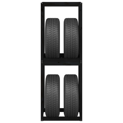 Berkfield Tire Rack Black 63x40x180 cm Solid Wood Pine