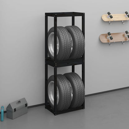 Berkfield Tire Rack Black 63x40x180 cm Solid Wood Pine