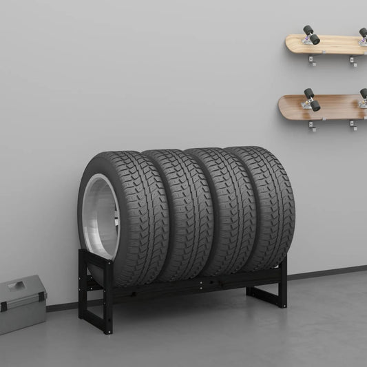 Berkfield Tire Rack Black 120x40x40 cm Solid Wood Pine