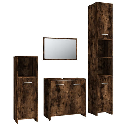 Berkfield 4 Piece Bathroom Furniture Set Smoked Oak Engineered Wood
