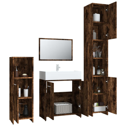 Berkfield 4 Piece Bathroom Furniture Set Smoked Oak Engineered Wood