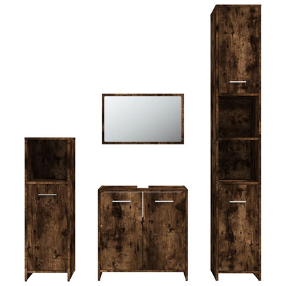 Berkfield 4 Piece Bathroom Furniture Set Smoked Oak Engineered Wood