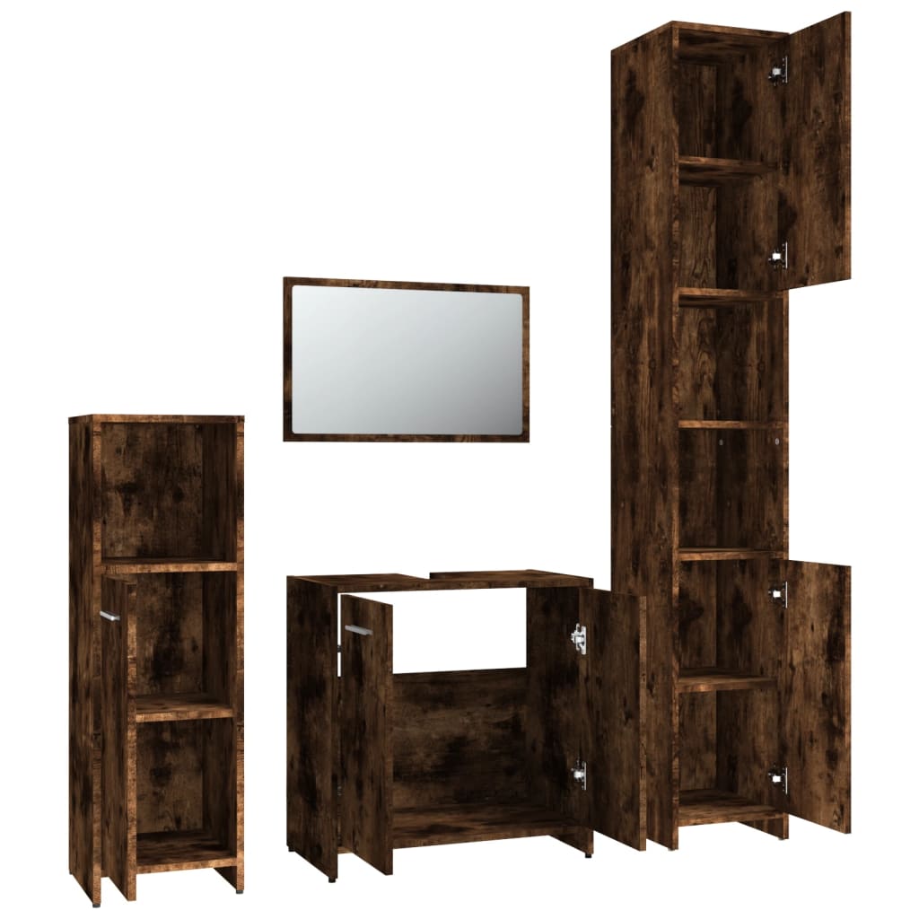 Berkfield 4 Piece Bathroom Furniture Set Smoked Oak Engineered Wood