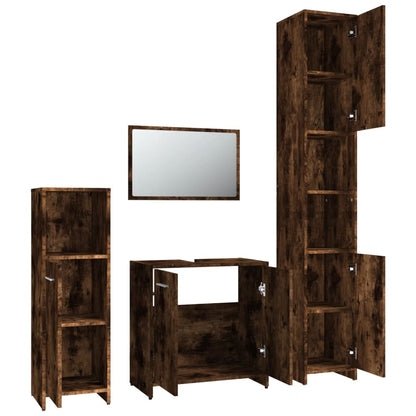 Berkfield 4 Piece Bathroom Furniture Set Smoked Oak Engineered Wood