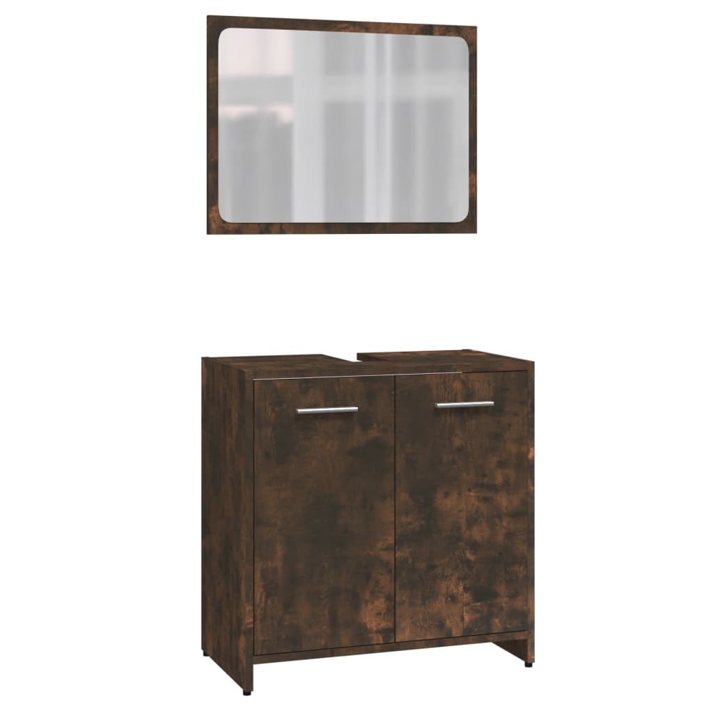 Berkfield 4 Piece Bathroom Furniture Set Smoked Oak Engineered Wood