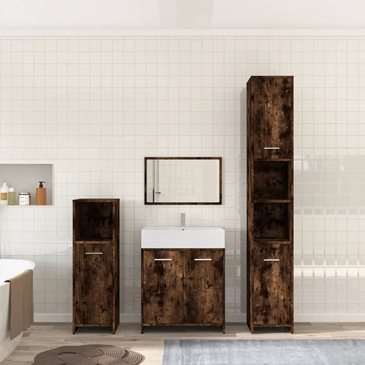 Berkfield 4 Piece Bathroom Furniture Set Smoked Oak Engineered Wood