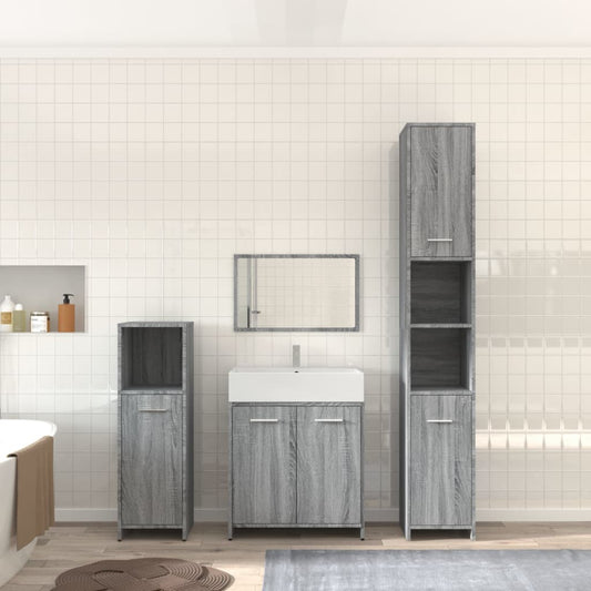 Berkfield 4 Piece Bathroom Furniture Set Grey Sonoma Engineered Wood
