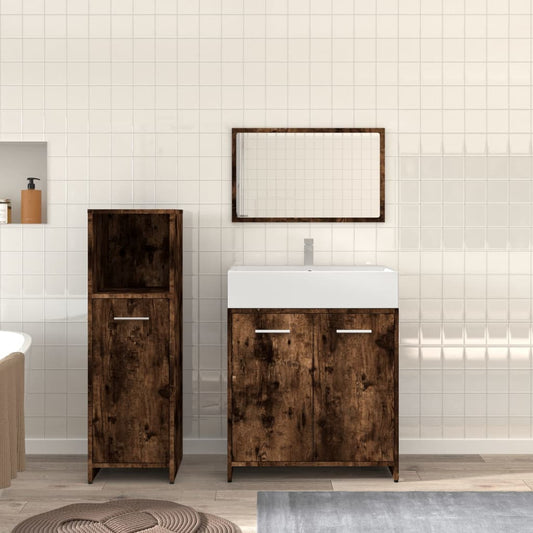 Berkfield 3 Piece Bathroom Furniture Set Smoked Oak Engineered Wood