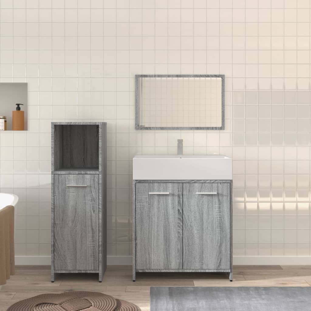 Berkfield 3 Piece Bathroom Furniture Set Grey Sonoma Engineered Wood