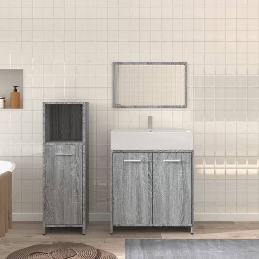 Berkfield 3 Piece Bathroom Furniture Set Grey Sonoma Engineered Wood